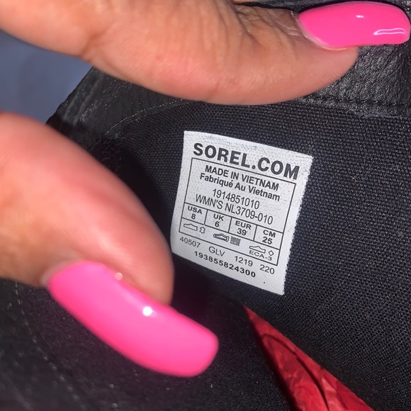 SOREL Black Cate Buckle Waterproof Leather Boots Size 8 - Picture 13 of 13